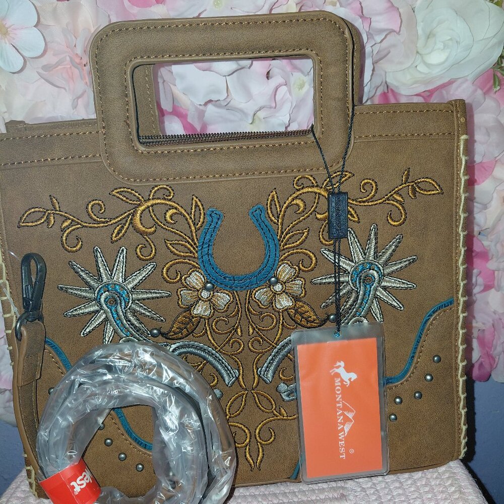Montana West Western Embroidery Crossbody Top Handle